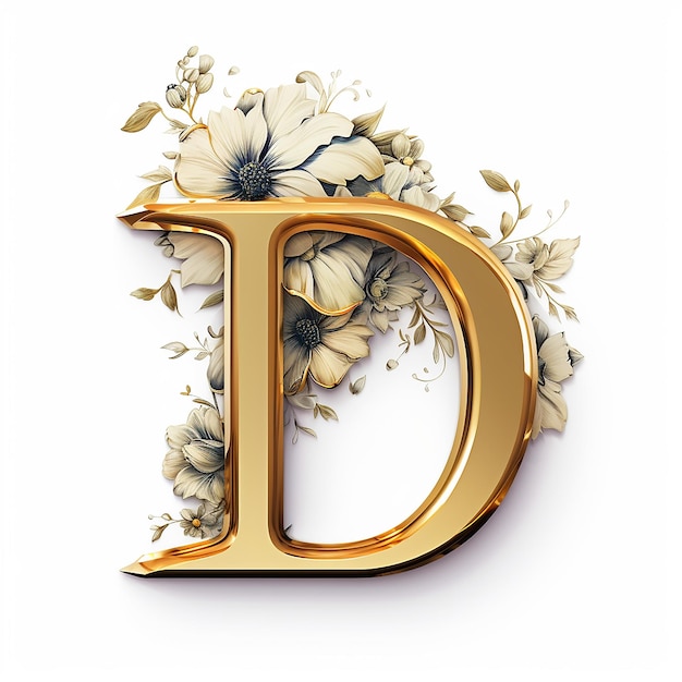 Generic luxury logo floral with letter D with gold composition