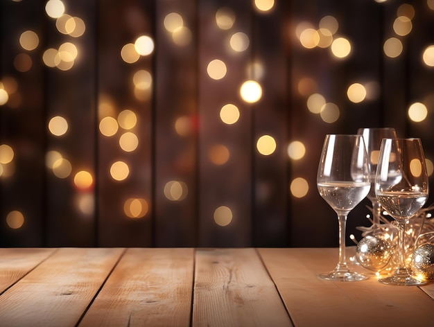 Photo generous champagne glass with globes and golden dots