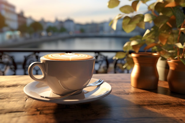 A Generous Cup of Coffee on a Wooden Tray