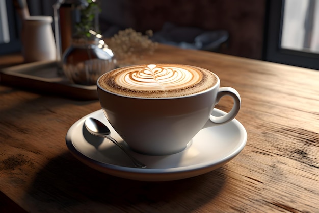 A Generous Cup of Coffee on a Wooden Tray