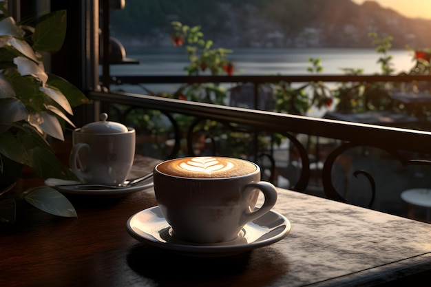 A Generous Cup of Coffee on a Wooden Tray