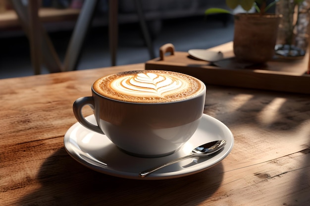 A Generous Cup of Coffee on a Wooden Tray