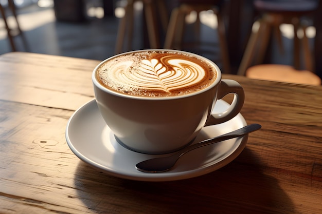 A Generous Cup of Coffee on a Wooden Tray