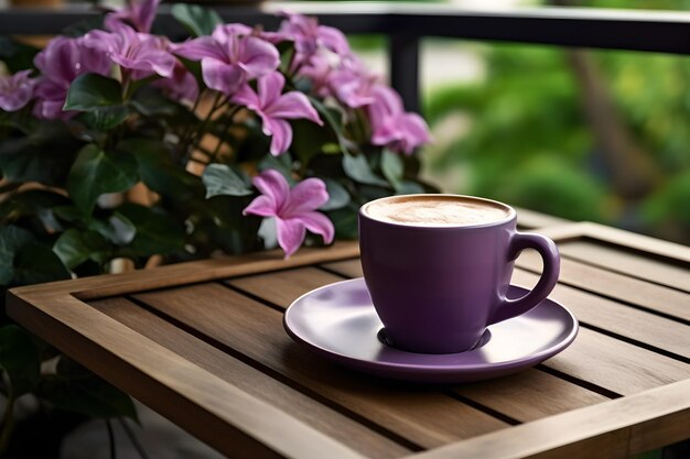 A Generous Cup of Coffee on a Wooden Tray