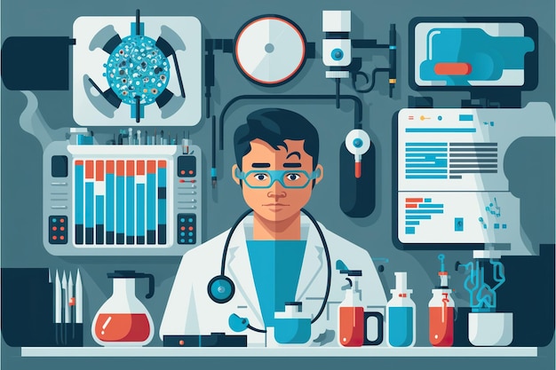 Genetic Engineer flat illustration