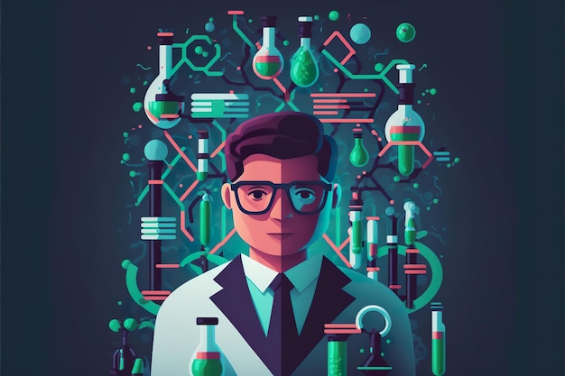 Genetic Engineer flat illustration