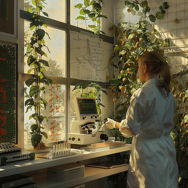 Photo geneticist working in rural genetics lab