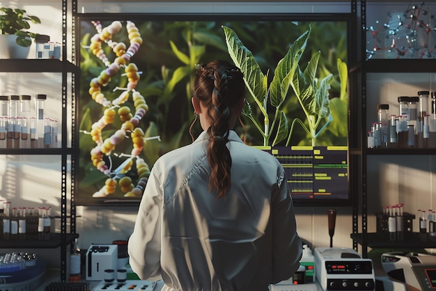 Photo geneticist working in rural genetics lab