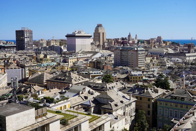 Genoa aerial cityscape Liguria Italy