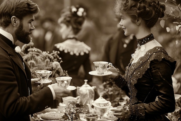 Photo genteel victorian garden tea party