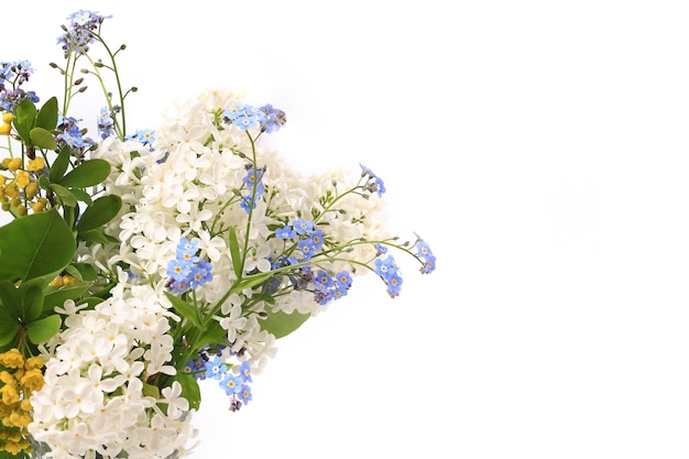 Gentle bouquet of spring flowers isolated on white background spring composition