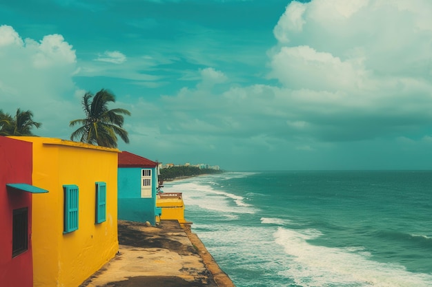 Photo a gentle breeze over a coastal town during san juan festival in puerto rico