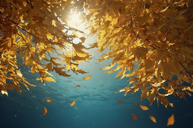 Photo gentle breeze rustling through a sea of golden leaves