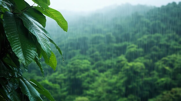 Gentle rain falling on a lush green forest peaceful weather nature39s tranquility