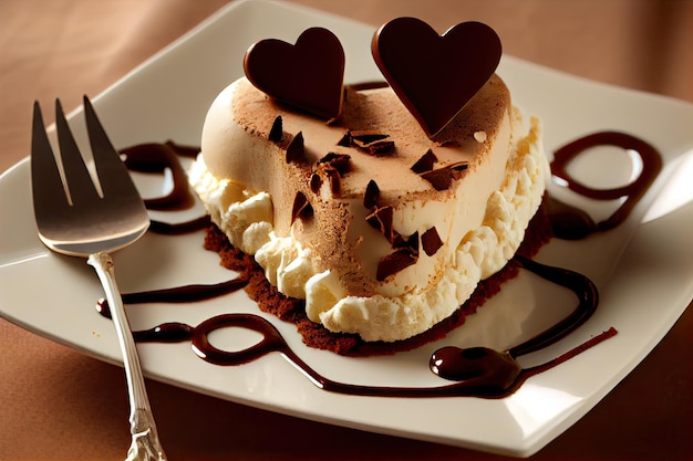 Gentle romantic dessert sweetheart heart shaped tiramisu