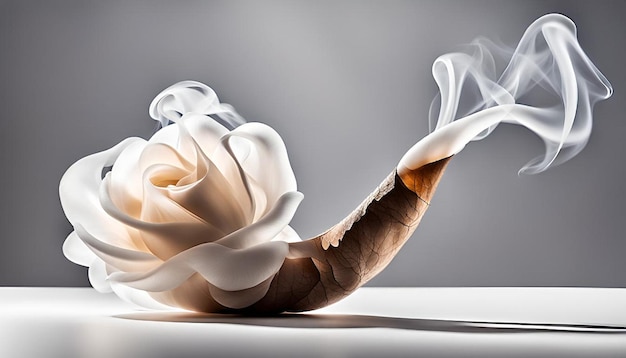 Photo gentle smoke drifts on pure white surface