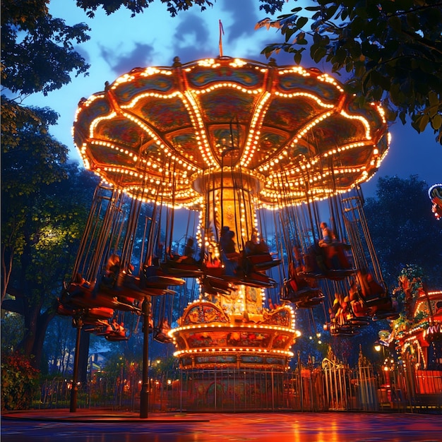 A gentle spinning ride with familyfriendly music and colorful engaging visuals