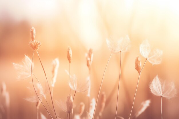 Photo gentle sunrise light on delicate wildflowers