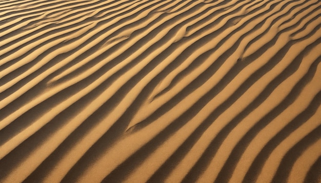 Photo the gentle undulation of desert sand under a golden sun