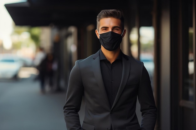 A gentleman donning a face mask exuding confident smiles