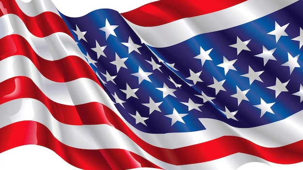 Gently rippling American flag in serene setting