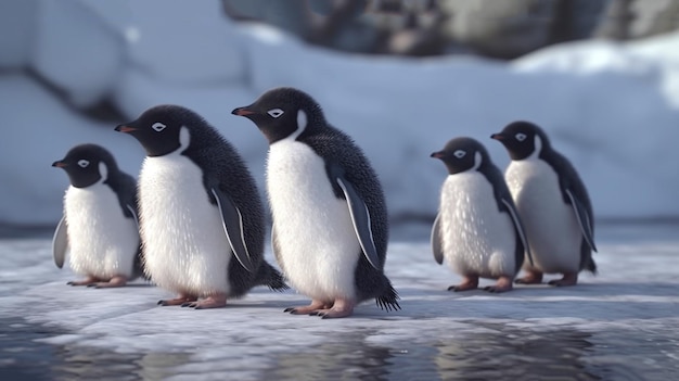 Gentoo Penguin walking on the Beach