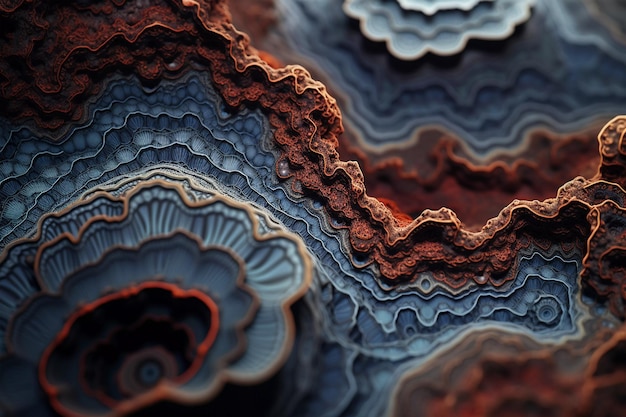 Geode closeup revealing a mesmerizing macro view of its colorful fractal patterns