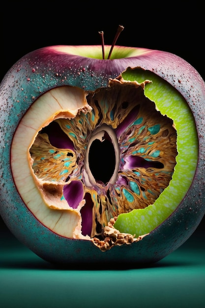 A geode in the core of an apple