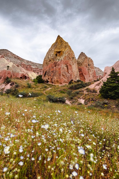 Geological formation excavated by man in the red valley