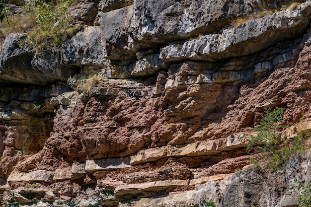 Geological formations at Boljetin river gorge in Eastern Serbia