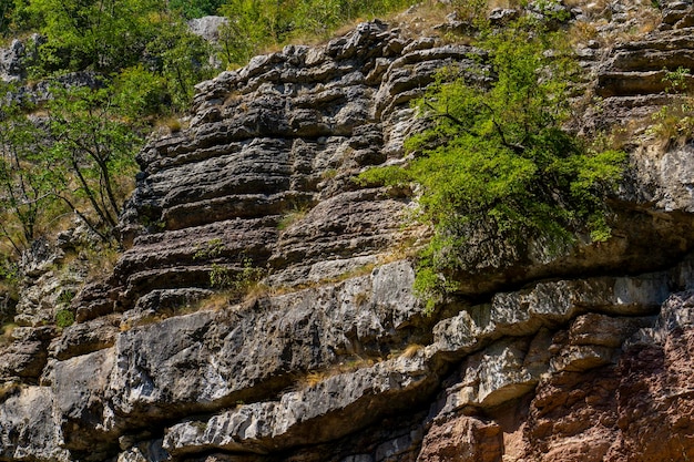 Geological formations at Boljetin river gorge in Eastern Serbia