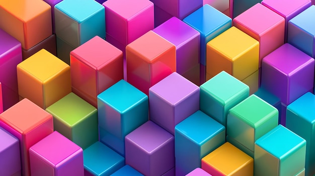 Photo geometric 3d background featuring a seamless pattern of colorful geometric 3d cubes generated ai