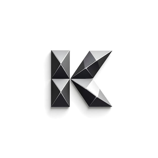 Photo geometric 3d letter k logo with black and silver pyramid shapes