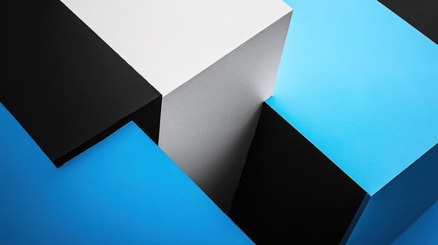 Photo geometric abstract composition featuring contrasting colors and shapes illuminated in dynamic light