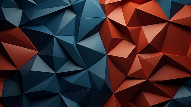 Geometric abstract pattern of red and blue 3D triangular shapes evoking a sense of modernity