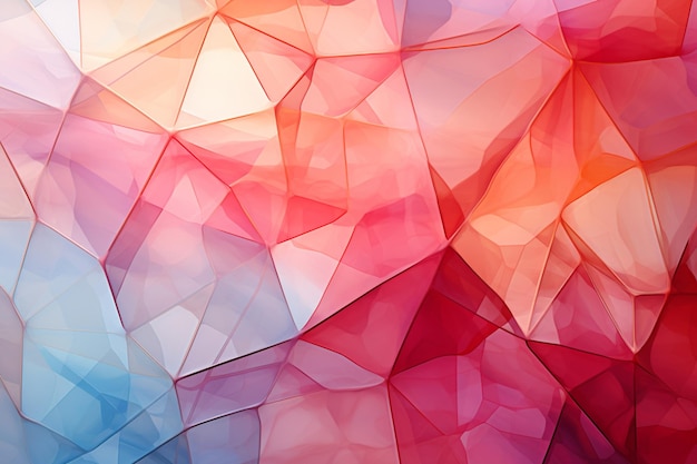 Geometric allure abstract triangles melding hues of pink white and glistening gold