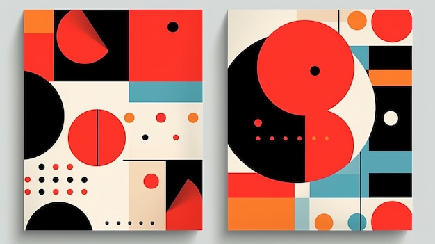 Geometric art poster with squares and circles shapes and figures Generated AI