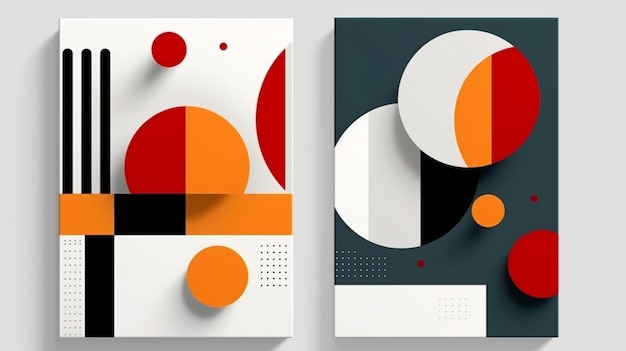 Geometric art poster with squares and circles shapes and figures Generated AI