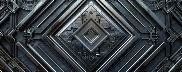 Geometric background with intricate black and silver Art Deco patterns