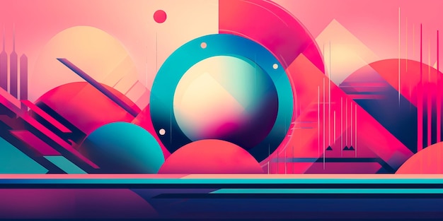 geometric background with a retroinspired color scheme and abstract shapes ideal for a presentation on vintage fashion or pop culture Generative AI