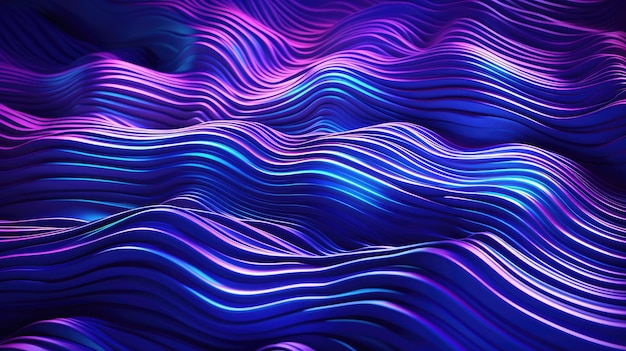 Geometric backgrounds with neon cascades and waves of visual movement top view