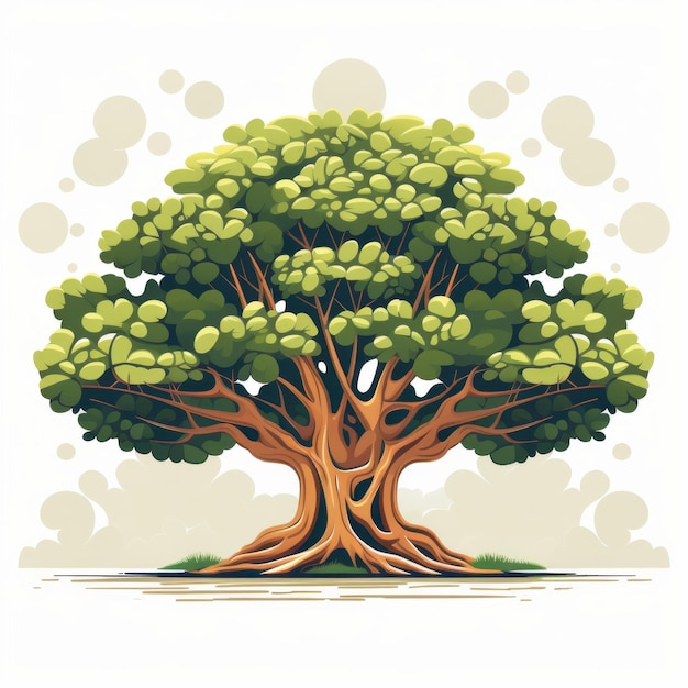 Geometric Banyan Tree Illustration A Flatcolor Vector Art