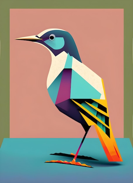 Geometric Birds Print Vibrant and Modern Avian Artwork