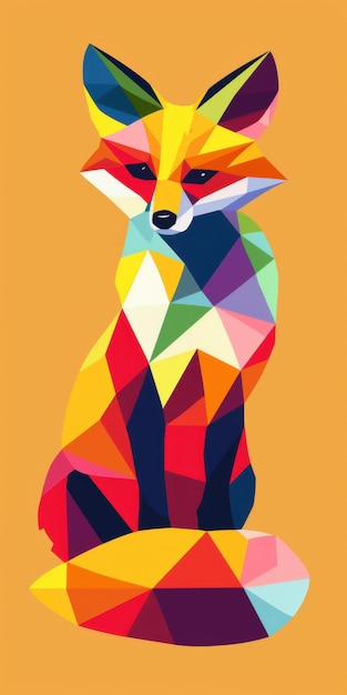 Photo geometric colorful fox illustration fox logo