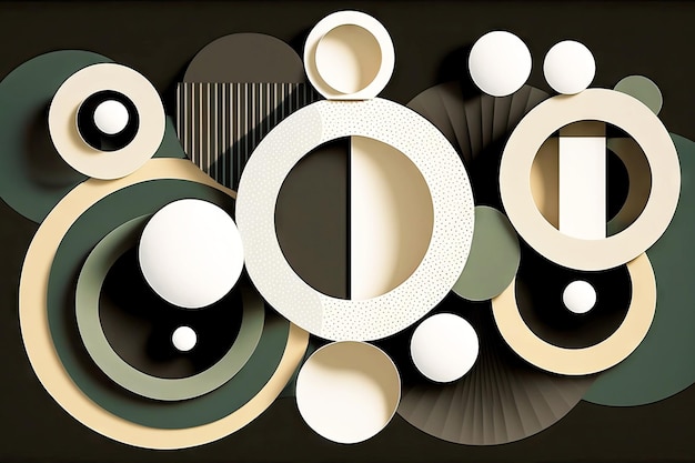 Geometric composition of white circles and planes for art paper collage