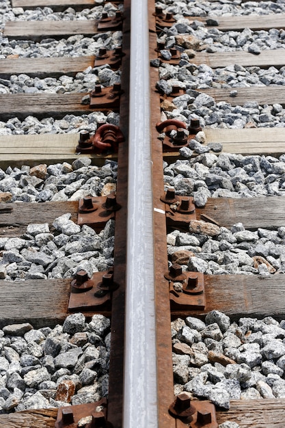 Geometric composition with train tracks in perspective towards horizon