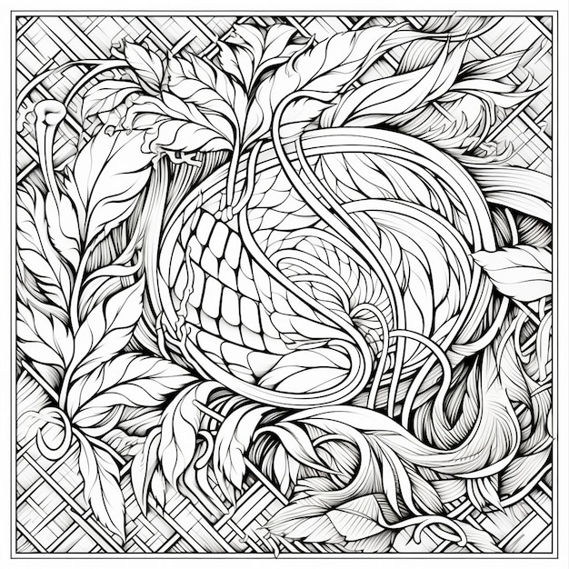 Photo geometric design coloring page black white