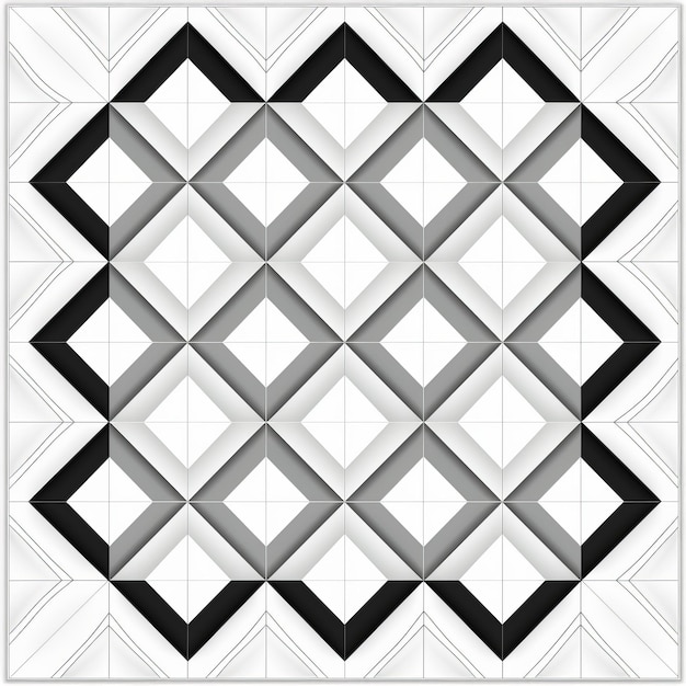 Geometric Design Quilt Renaissanceinspired Draftsman Style In Black And White