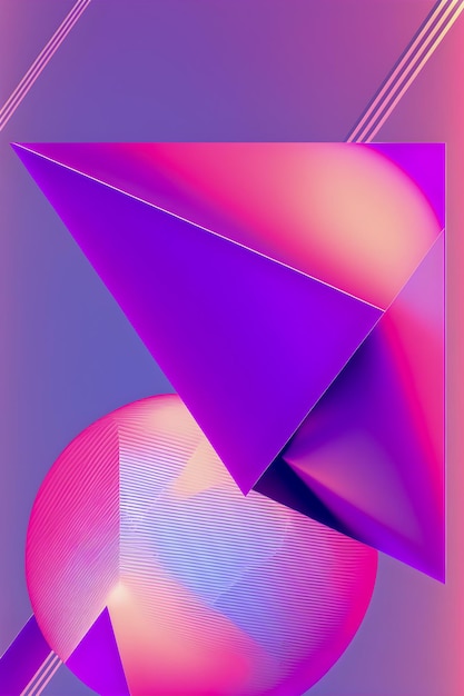 Geometric figures holographic style tone pink and purple illustration