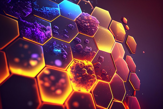 Geometric Galaxy background with Hexagonol abstract technology Futuristic glowing Generative AI